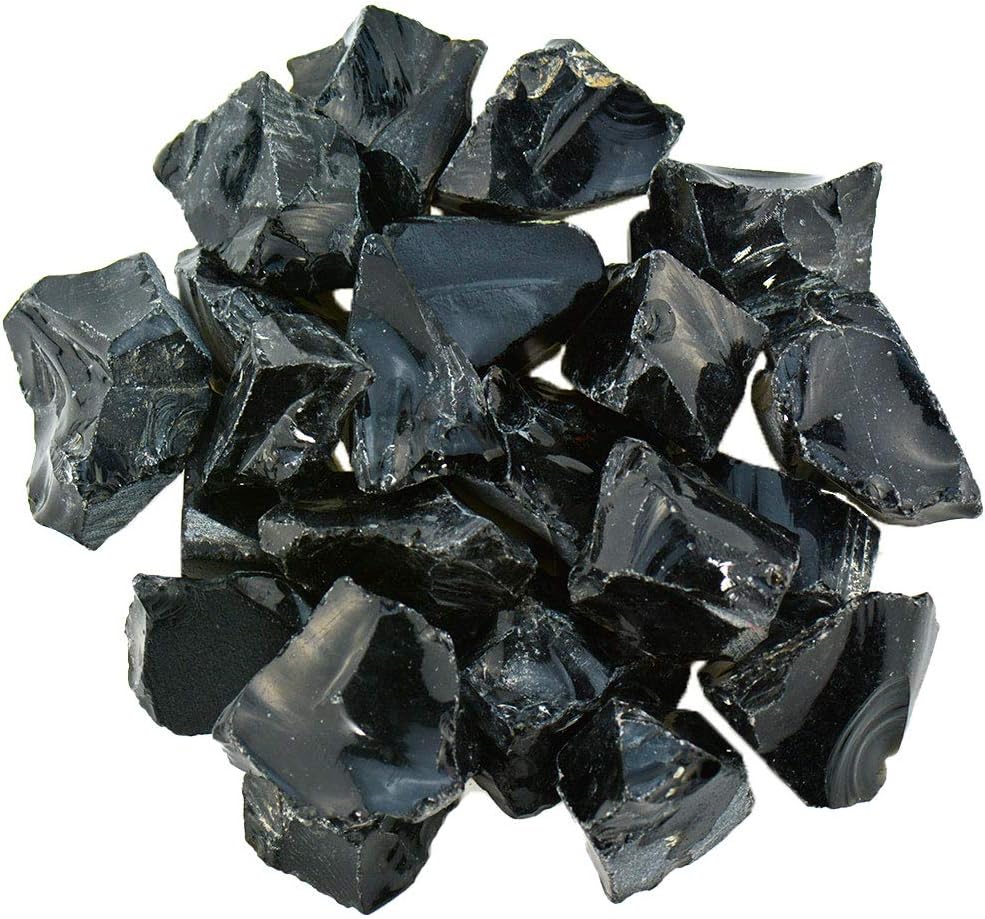 Bulk Rough Black Obsidian Crystal Large 1" Natural Raw Stones Crystal for Tumbling Cabbing Fountain Rocks Decoration Polishing Wire Wrapping Wicca Reiki Healing Crystals