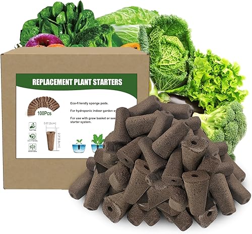 100 esponjas de cultivo de semillas para principiantes, suministros hidropónicos de plantas de interior, compatibles con QYO, LYKO, Idoo Sistema de