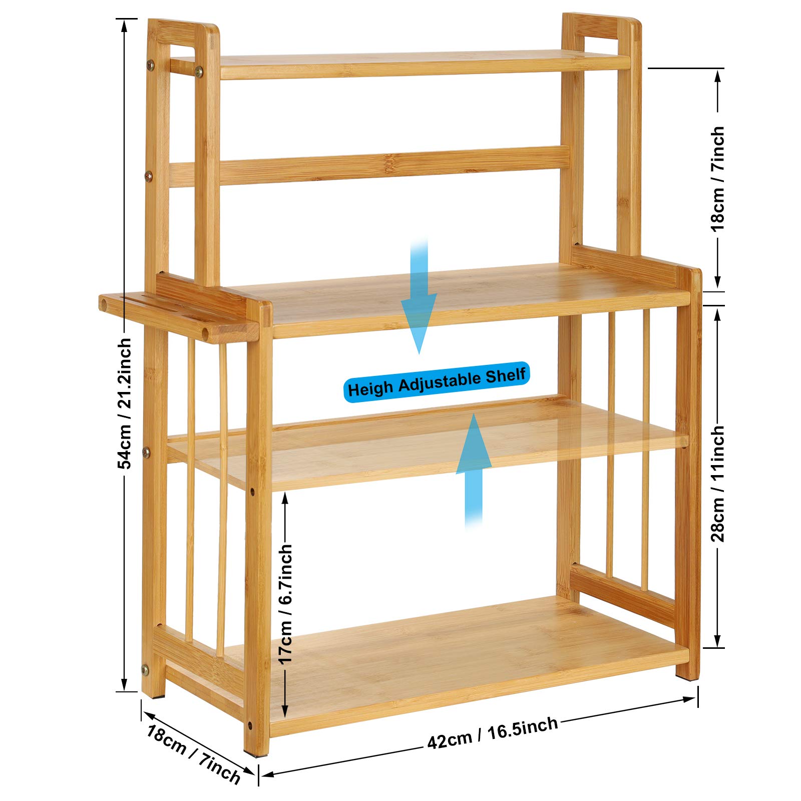 Relaxdays Organizer Angolare Per La Cucina, Bambù, Inserto Da Scaffale E Piano Lavoro Hlp 255x255x255 Cm Naturale 57556539