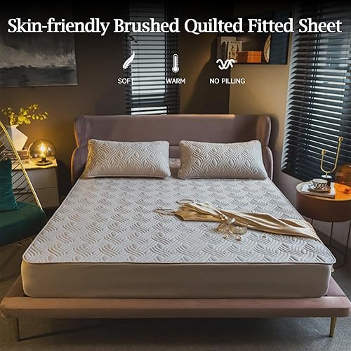 Miniatura 2 de Dropshipful Sábana bajera acolchada tamaño King, se adapta a colchones de hasta 15 pulgadas de profundidad, juego de 3 piezas (1 sábana bajera, 2