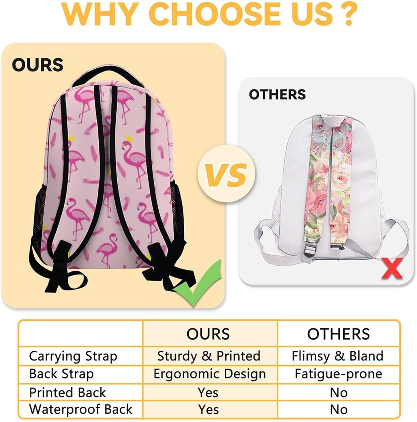 Flamingo Backpack with Lunch Box - Set of 3 School Backpacks Matching Combo - Cute Pink Bookbag and Pencil Case Bundle