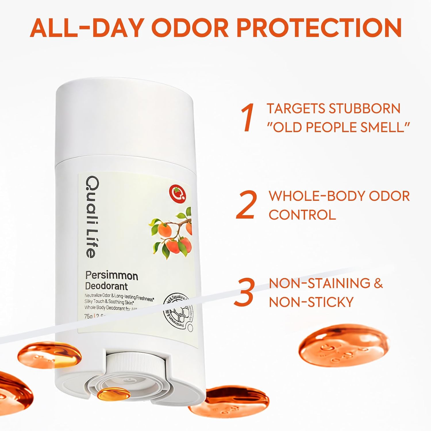 Aluminum-Free Persimmon Deodorant, Clean Tangerine Scent, 2.6 oz