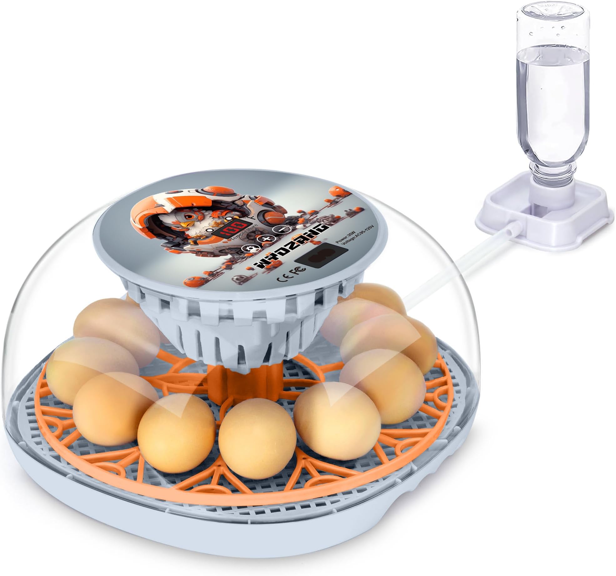 Smart Chicken Incubators for Hatching Eggs with Automatic Turner Small Poultry Duck Quail 12 Egg Incubator Temperature Control Display Hatcher Machine (Mechachick, ℉)