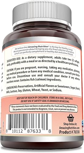 Miniatura 9 de Increíble Omega Wild Alaskan Salmon Oil 2000mg por porción Softgels Suplemento (360)