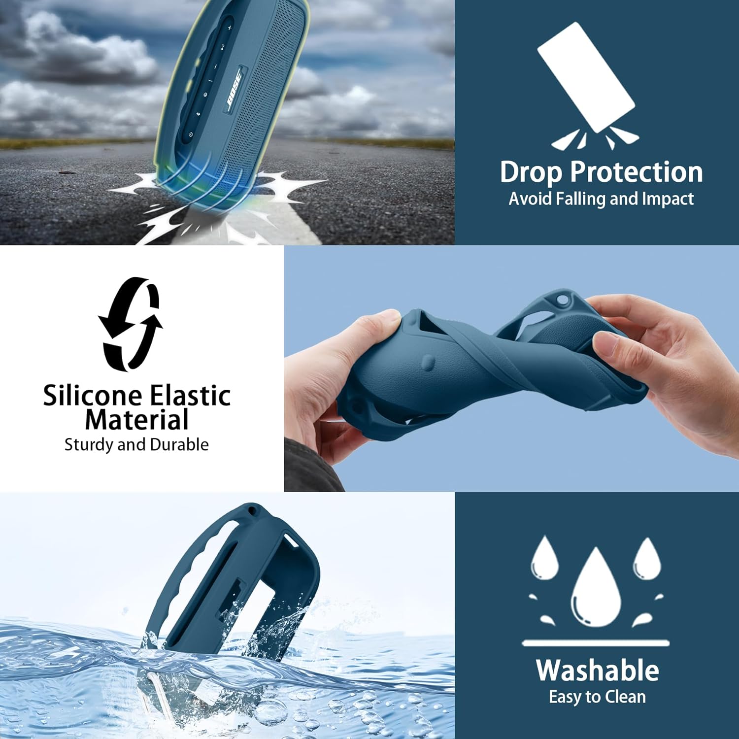 Aenllosi for Bose SoundLink Flex Bluetooth Speaker (2nd Gen) Silicone Cover Case, Twilight Blue (Case Only) - Image 4