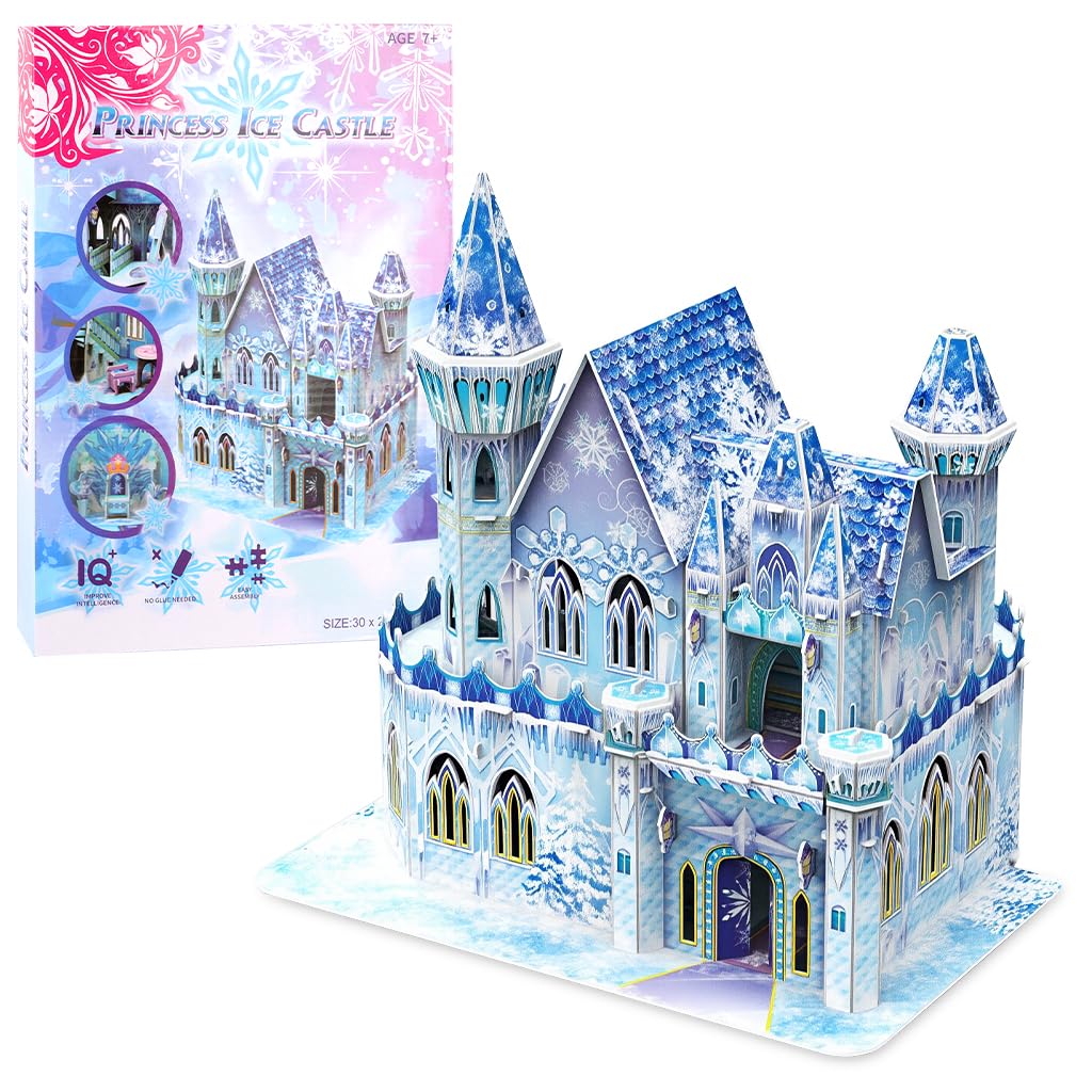 PATPAT® DIY Frozen Castle Mold Ice Castle Puzzle for Age 4-12, Openable 3D Crystal Ice Castle Building Blocks Set, Educational Assembly Puzzle Princess Fantasy Construction Play Kit-image-11