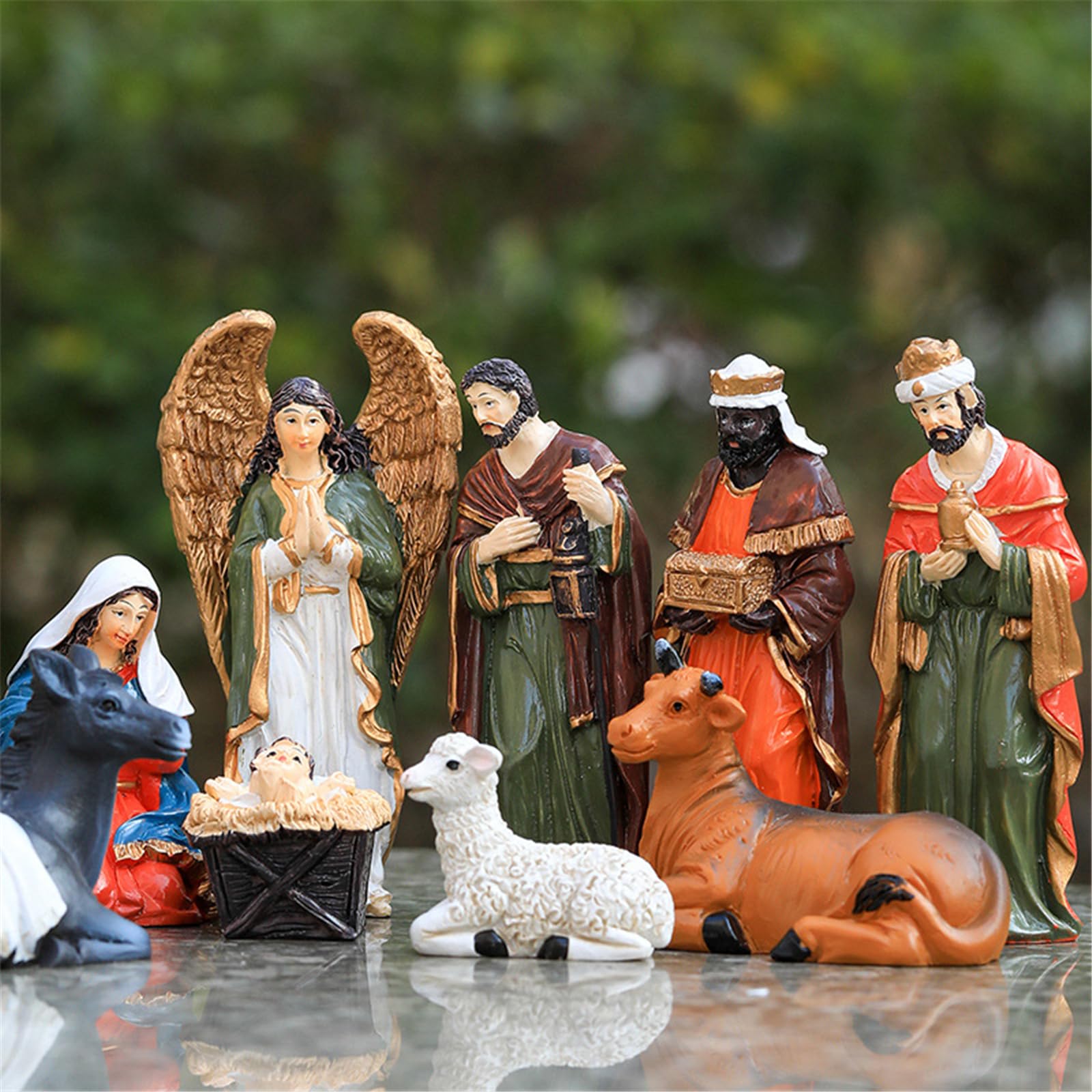XLDZ Crèche de Noël de Noël : figurines de collection en résine de 10 cm pour décorations de table