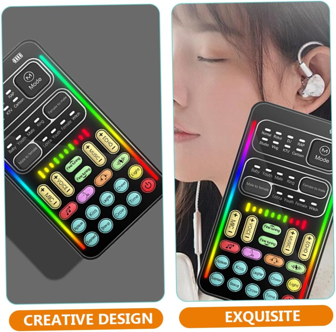 Multi-Purpose Mini Sound Card with Voice Changer for Live Streaming Gaming and Recording Portable External Sound Device for Mobile and Use