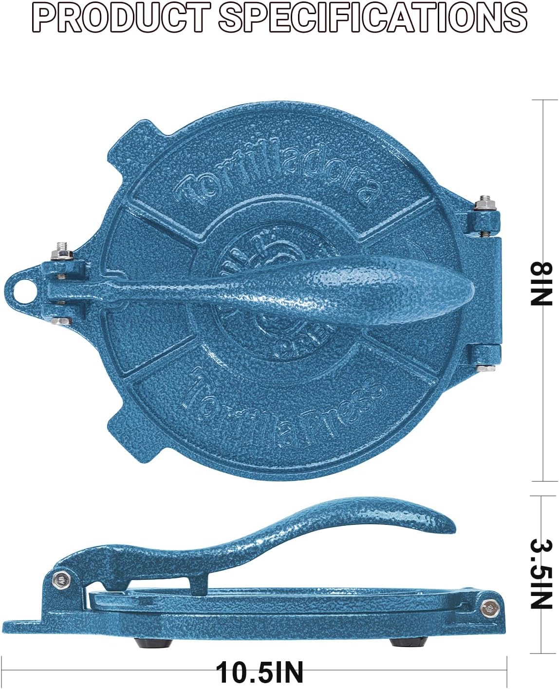 Vivicreate Cast Iron Tortilla Press Dough Flour Tortilla Rotis Quesadilla Maker Prensa para tortillas de hierro fundido 8 inch NO-SLIP