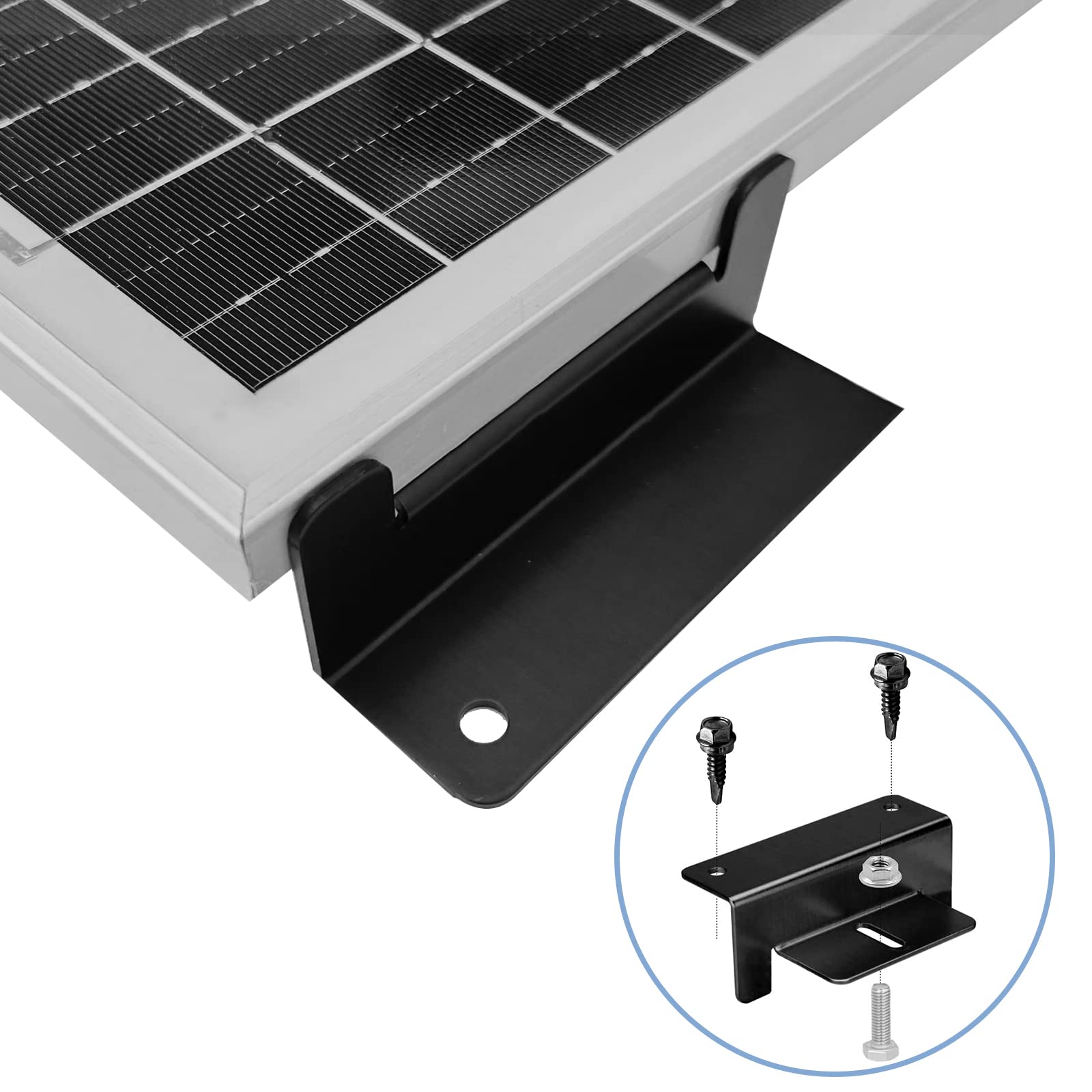 16 Pieza Soporte para Panel Solar, Panel Solar con Tuercas Tornillos y Herramientas de Instalación Soportes de Montaje Solares para Autocaravanas Barcos Montaje en Techo (Negro)
