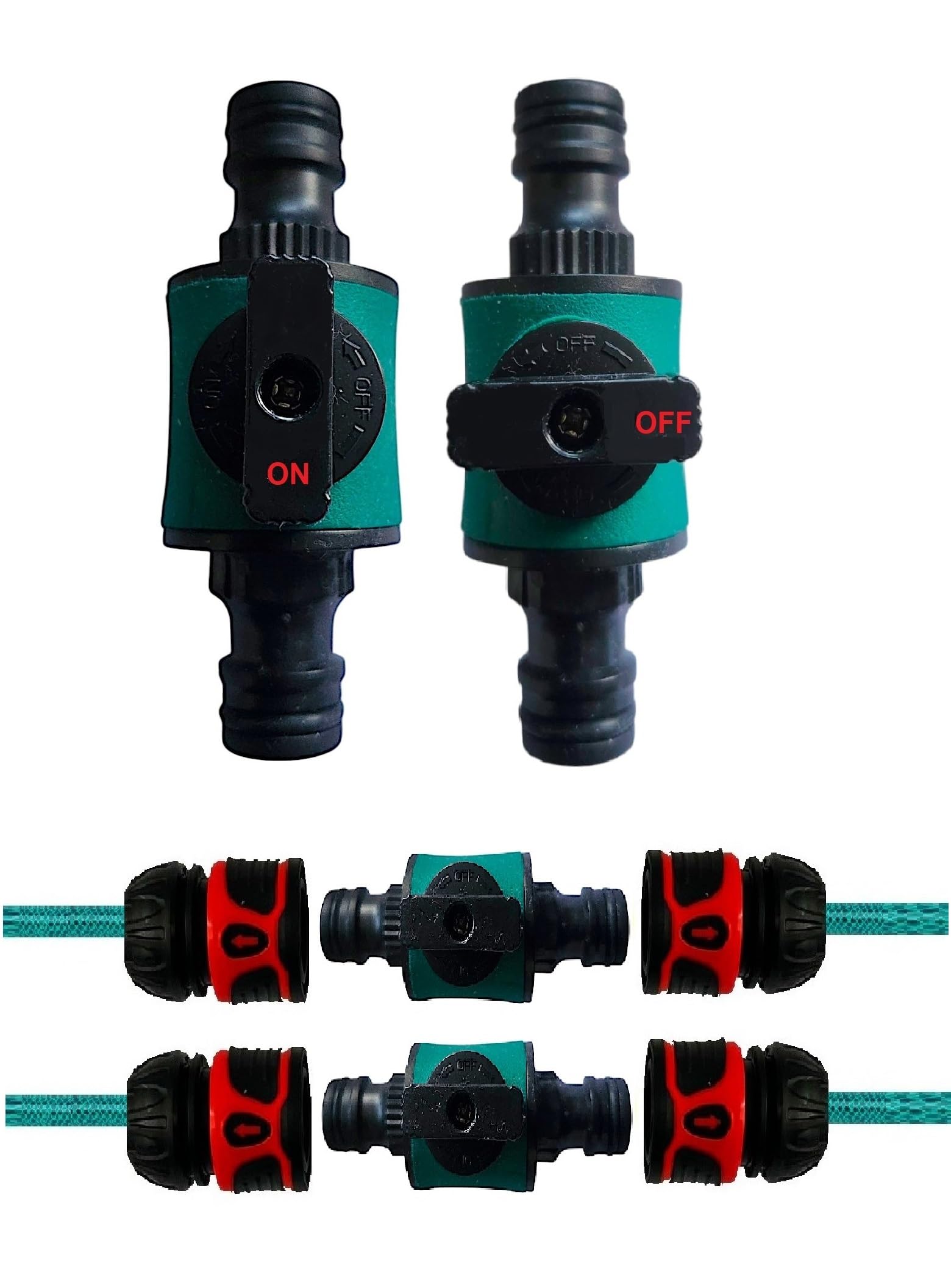 Garden Hose Quick Connect Shut-Off Valve, Inline Water Flow Control with Soft Grip -2 Pack