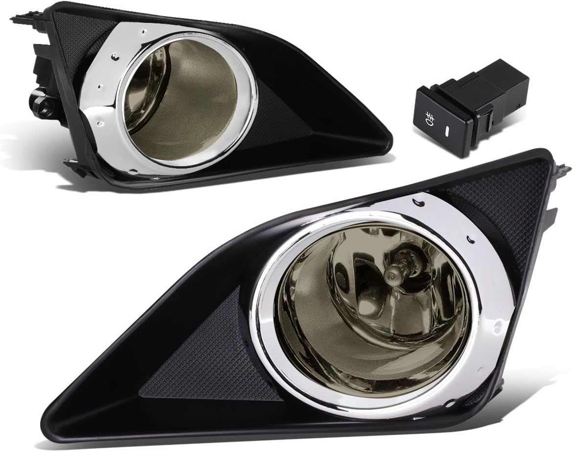 Auto Dynasty Fog Lights Assembly Compatible with 2009-2010 Toyota Corolla 4-Door, Bumper Fog Lights Round Chrome Ring Driving with Switch, Amber Lens