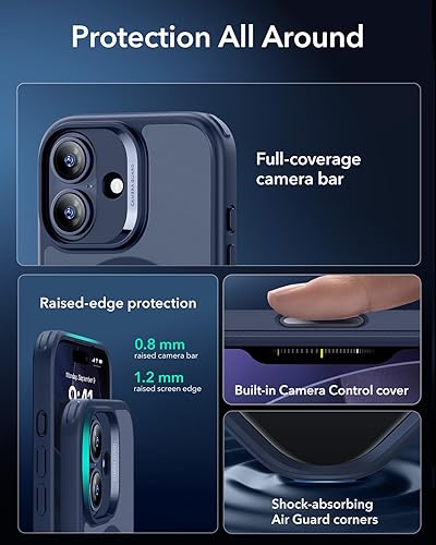 Vista 792 de ESR Funda para iPhone 15 Pro Max, compatible con MagSafe, de grado militar, negro transparente