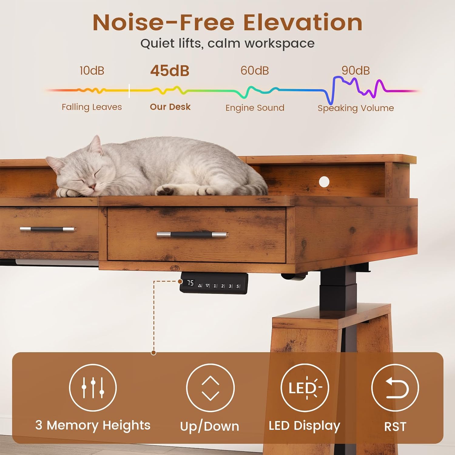 Desk surface showing anti-scratch and waterproof properties