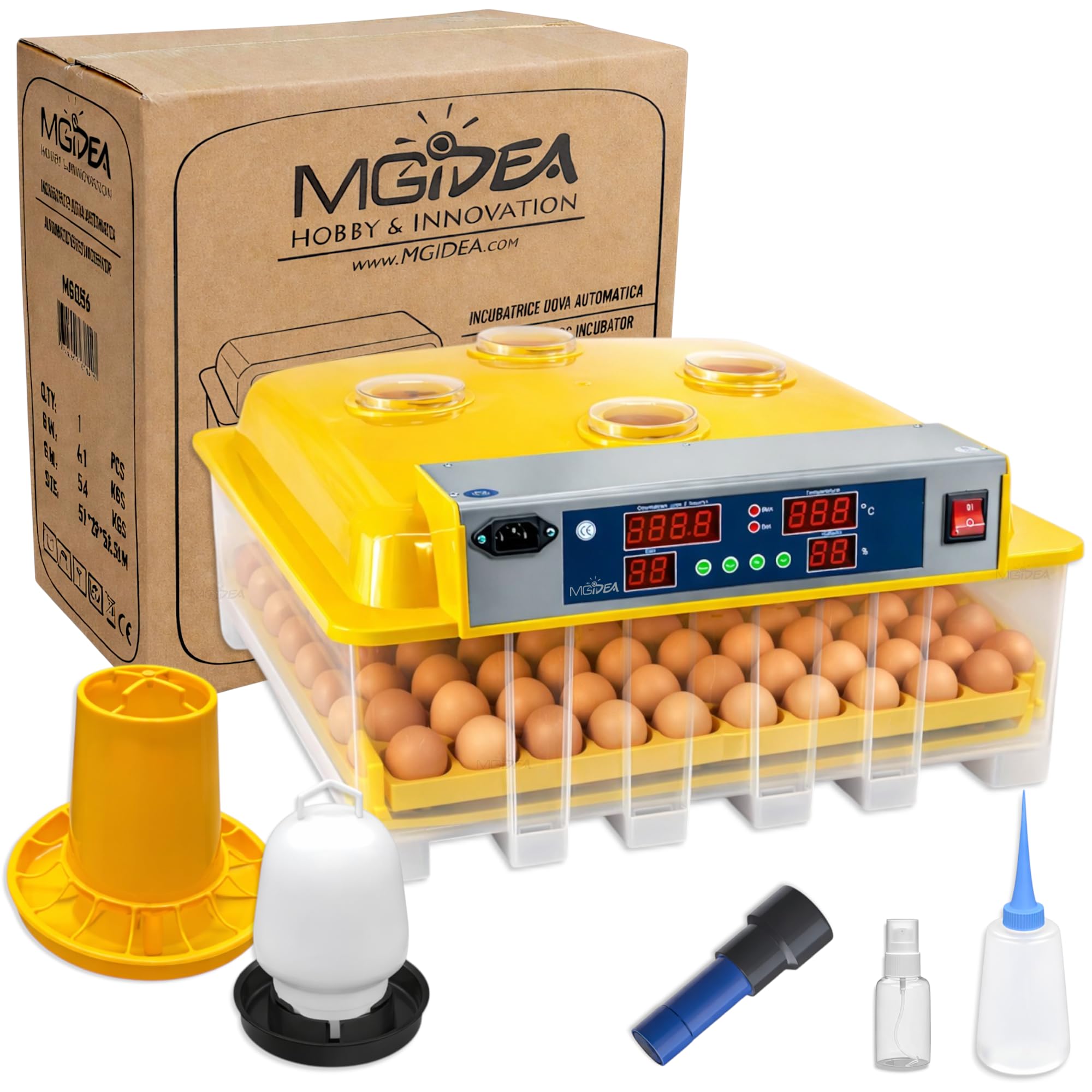 INCUBATRICE 56 PLUS POSTI AUTOMATICA GIRAUOVA IGROMETRO KIT SVEZZAMENTO COVA UOVA