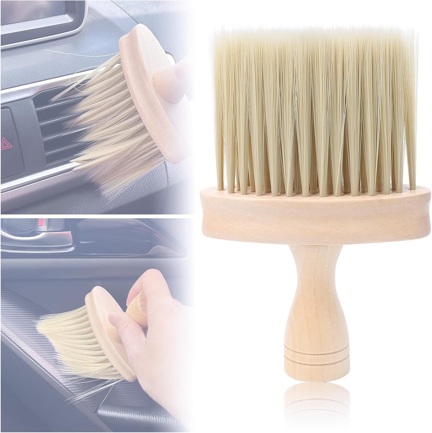 High Density Ultra Soft Detail Brush,Car Auto Interior Cleaning Brushes Duster,Wooden Handle Bristles Detailing Brush Dusting Tool for Automotive Dashboard,Air Conditioner Vents, Leather,Deep Cleaning Keyboard (1 pack) : Automotive
