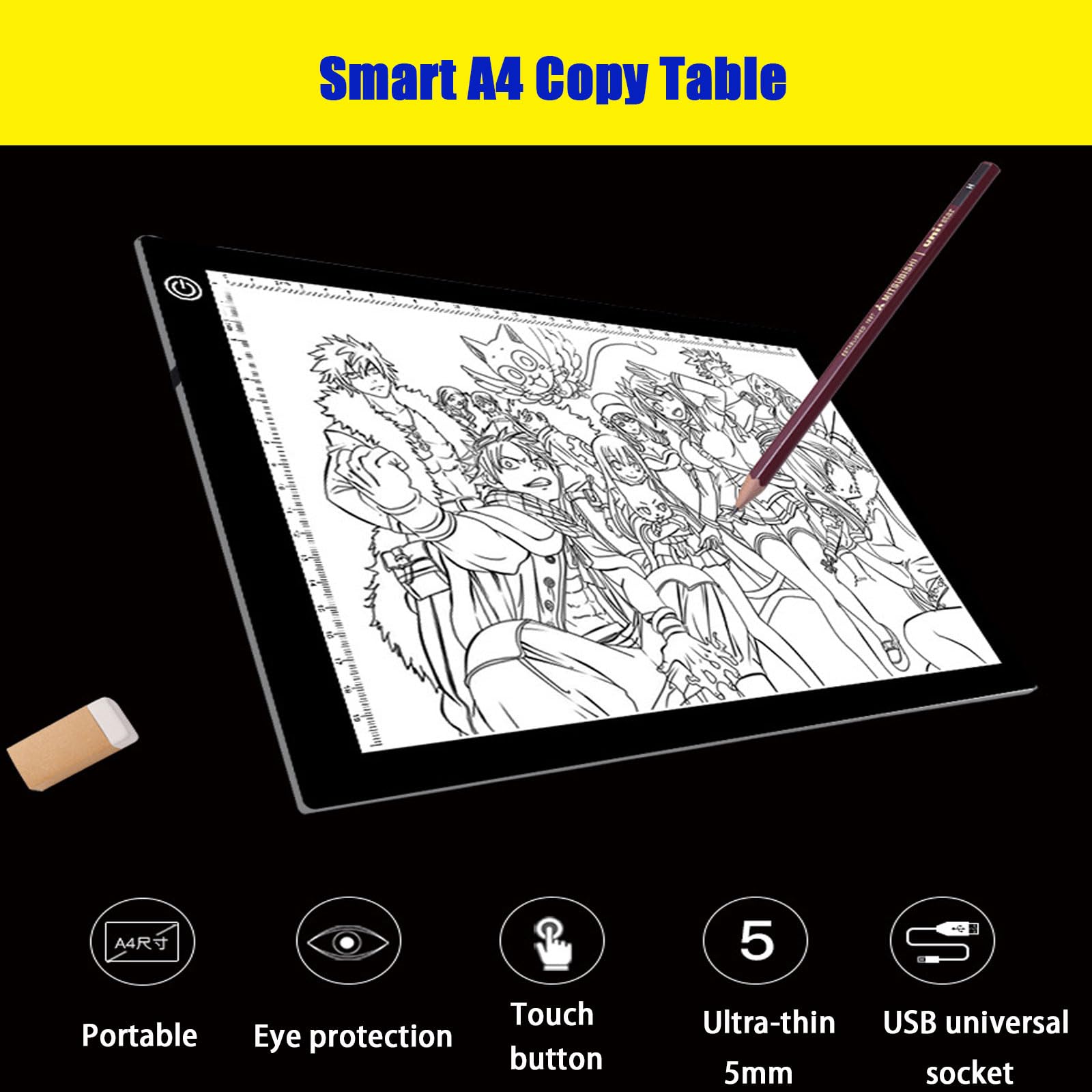 A4 Placas de Luz, Ultrafina Led Tableta de Luz Dibujo, 3 Modos De Color 270 * 360 * 5mm, Portátil Tablero de Luces de Trazado para Bocetos Diseño Dibujo 5D Diamante Pintura