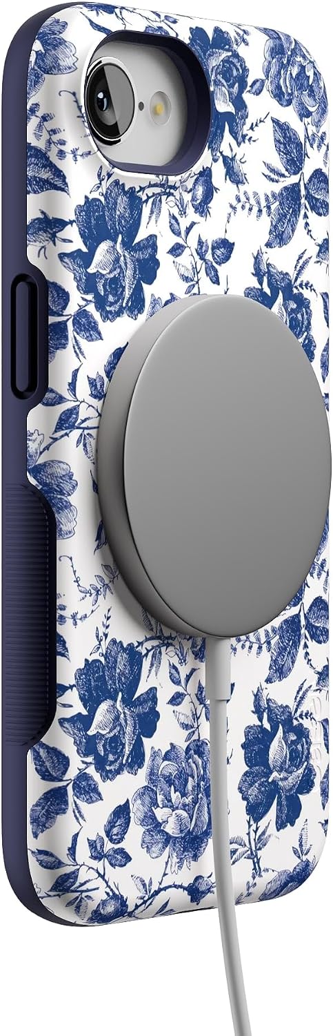 Casely iPhone 16e Case | Rose to Fame | Blue & White Floral | Bold Protective Design | Compatible with MagSafe