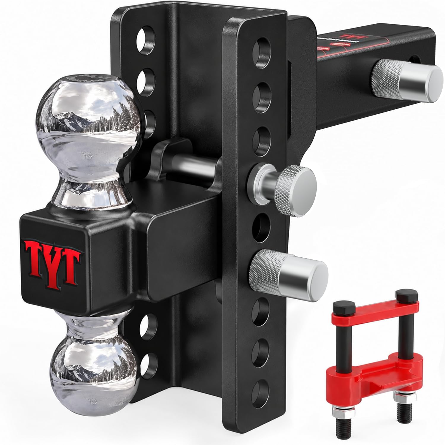 TYT Adjustable Trailer Hitch Ball Mount for 2-Inch Receiver, 12,500 lbs GTW