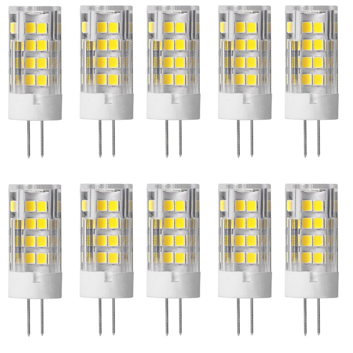 Aoxdi G4 LED Light Bulbs 5W, 51 SMD 2835 Energy Saving LED Lamp, Cool White, AC220-240V, 10-Pack