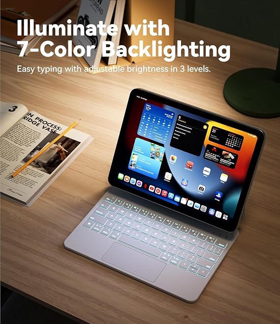 Magic Compatible Touchpad Illuminated Keyboard Case Compatible with Fogy Ipad (A16) 2025/Ipad 10th Generation 2022