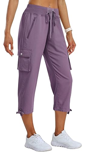 MoFiz Women's Cargo Capris Pants Loose Fit Casual Hiking Pants