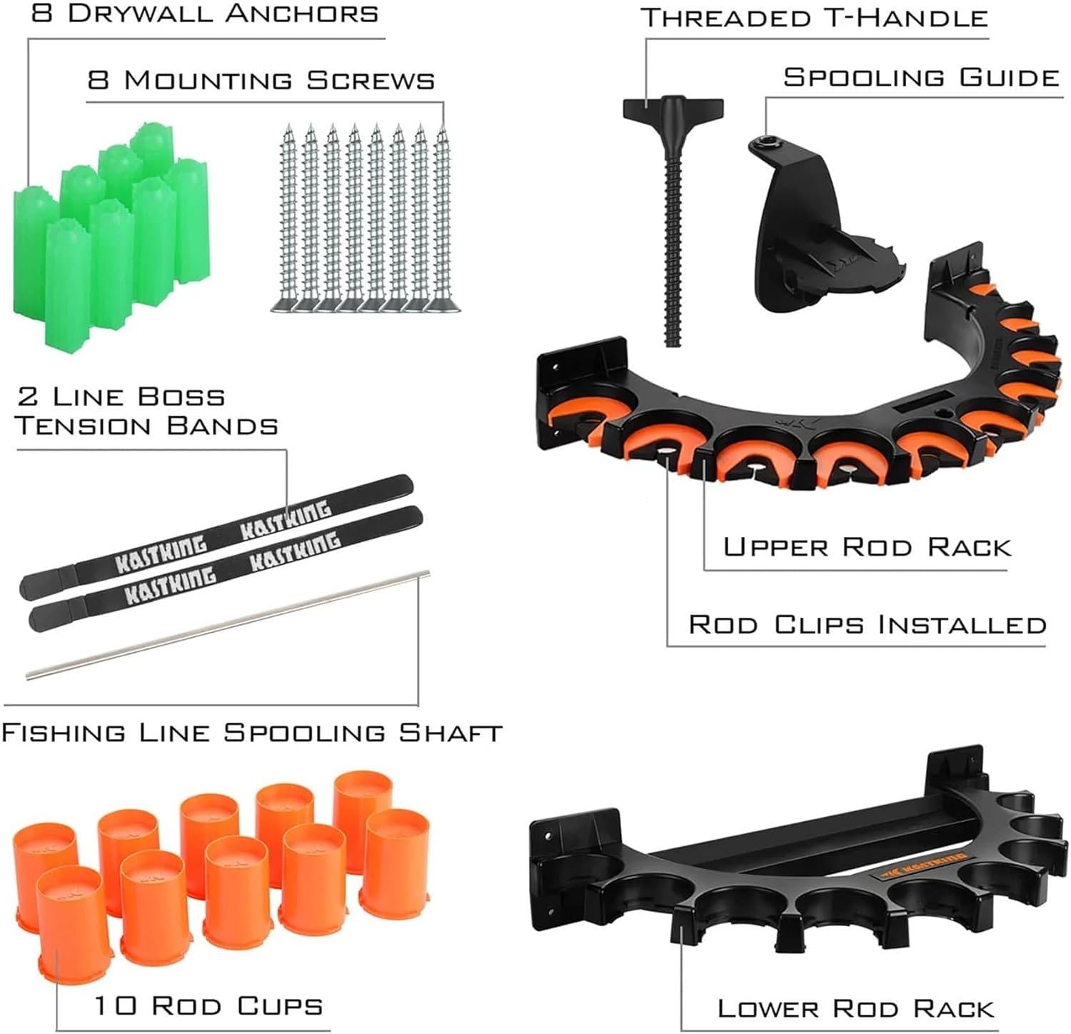 KastKing Fishing Rod Rack with Spooling Station