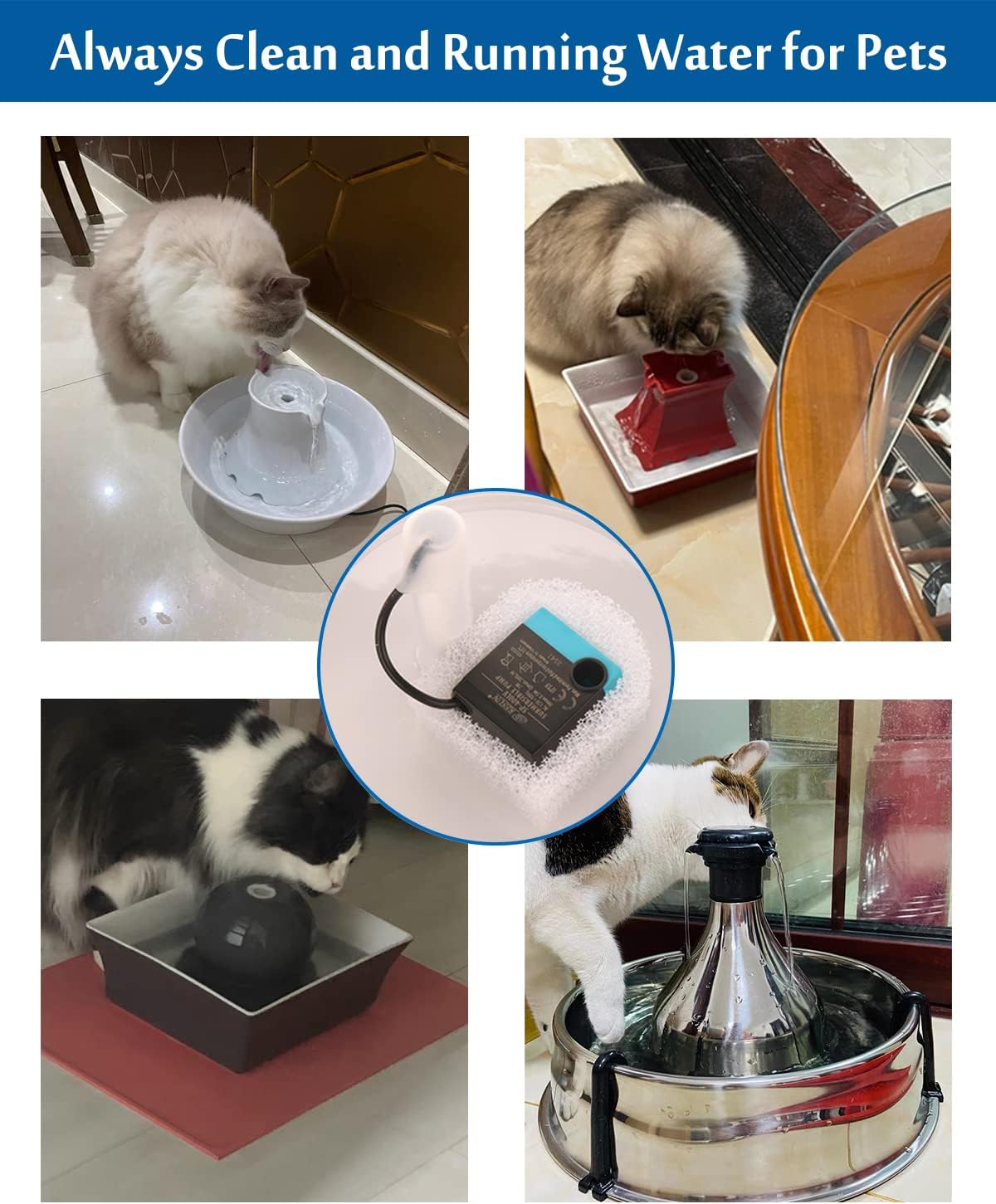 Foam Filters Replacement Compatible with Drinkwell Avalon,Stainless Steel 360 Pet Water Fountain,Pre Filters and a Motor Cleaning Brush Toolfor Cat Dog Water Dispenser(34+1 Pack)