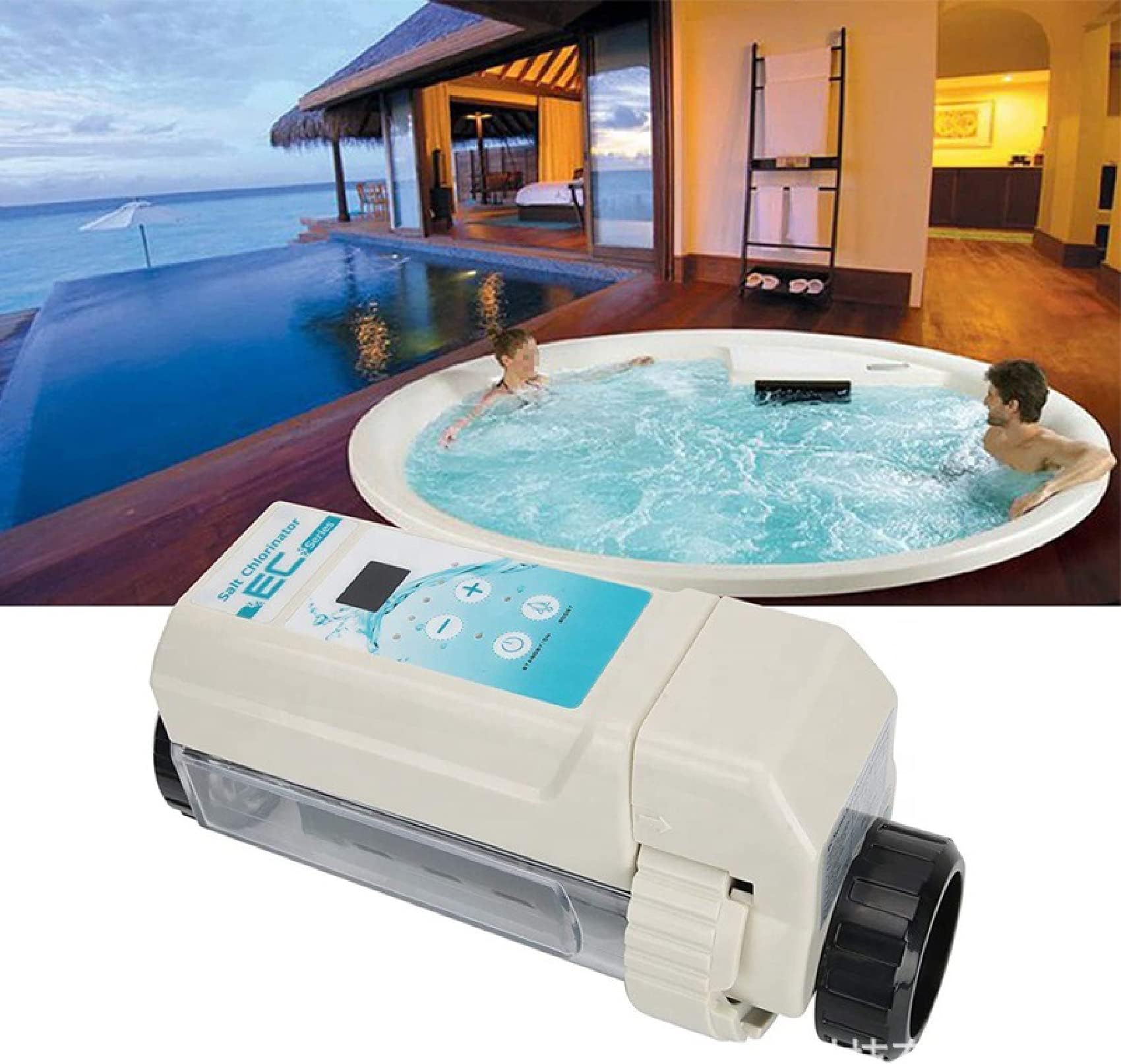 Chlorine Generator, Electronic Chlorine Generator Automatic Salt Water Chlorination System for Swimming Pools Spas and Hot Tubs