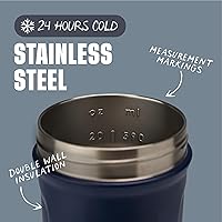 Vista 29 de BlenderBottle Strada Taza mezcladora, botella de agua aislada. de acero inoxidable. con batidor de alambre, 24 onzas, negro