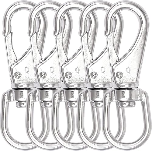 Ganchos giratorios a presión, clips de bandera de acero inoxidable 304 de 2.7 pulgadas, 5 clips para asta de bandera, ganchos resistentes para