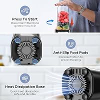 Ganiza 900 W személyi turmixgép smoothie készítő 3 BPA mentes kulacs 700 ml és 2x500 ml szivárgásmentes fedéllel 25 000 rpm jéghez 5
