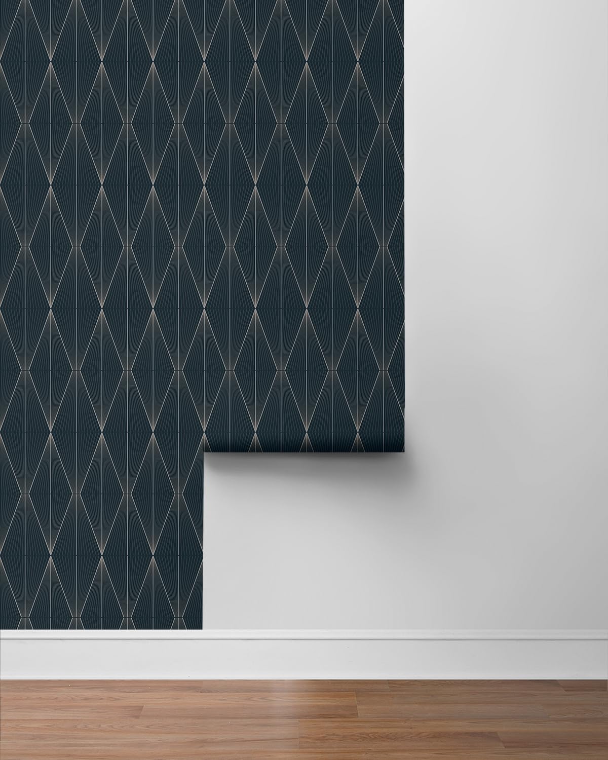 NextWall Geo Diamond Peel and Stick Wallpaper (Blue Denim & Pewter)