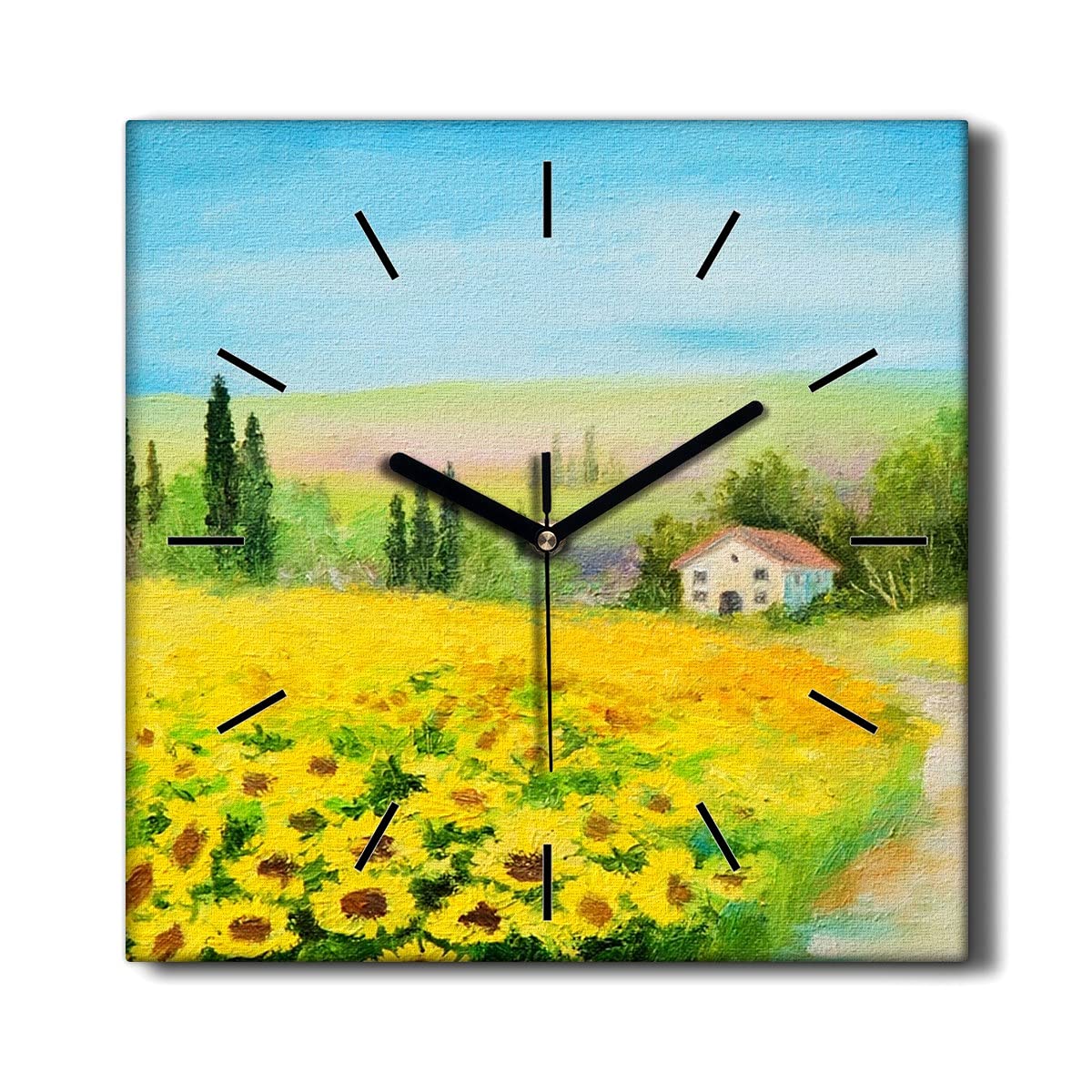 Horloge sur Toile 30x30cm Décoration Murale Premium en Impression HD