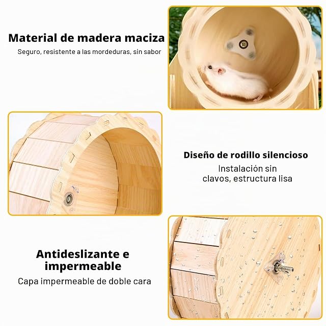 Foto 3 de 7 de Vegena Rueda de madera para hámster de 23 cm para hámsters enanos