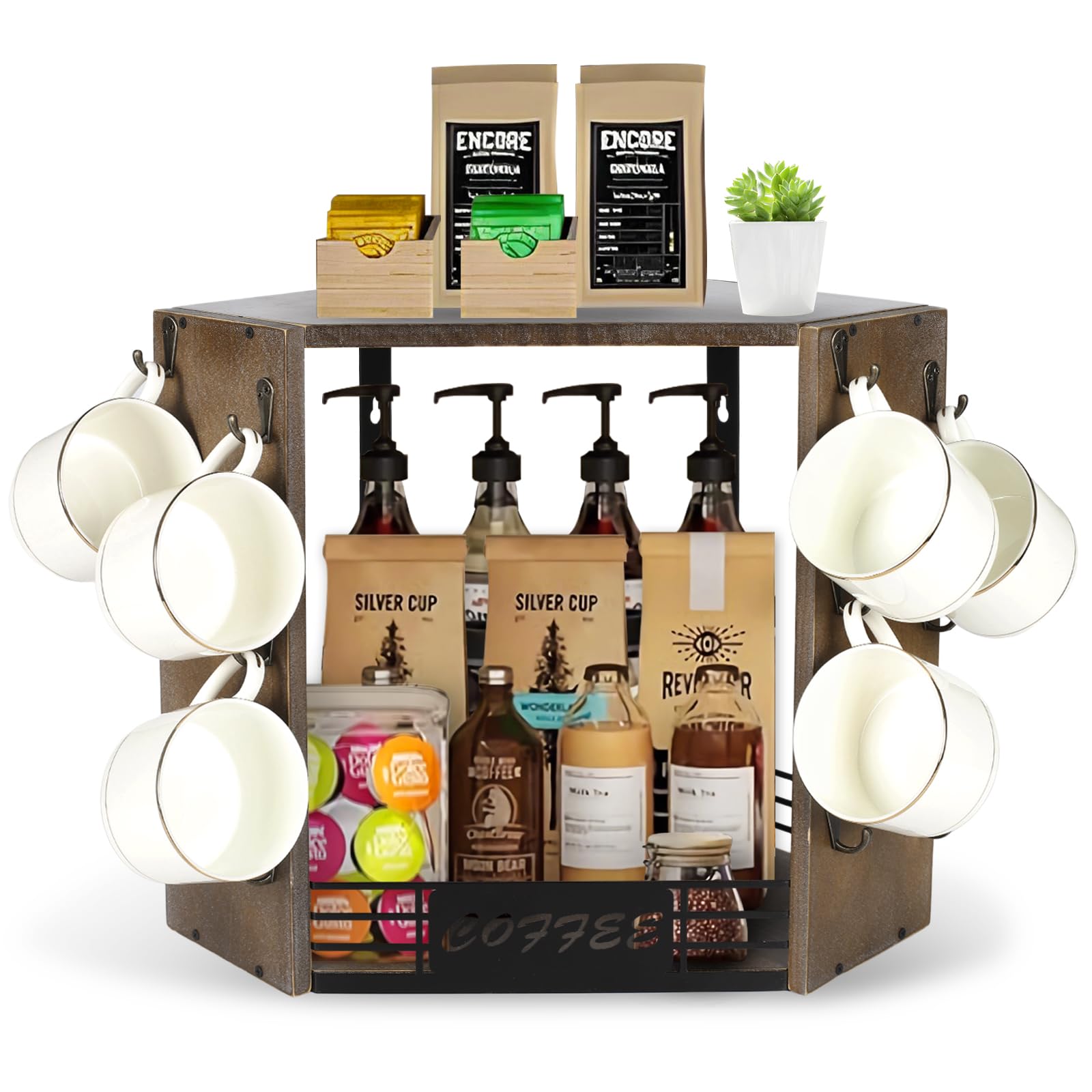 Buy Ouvibor 2 Tier Coffee Bar Organizer for Home Office, Multi ...