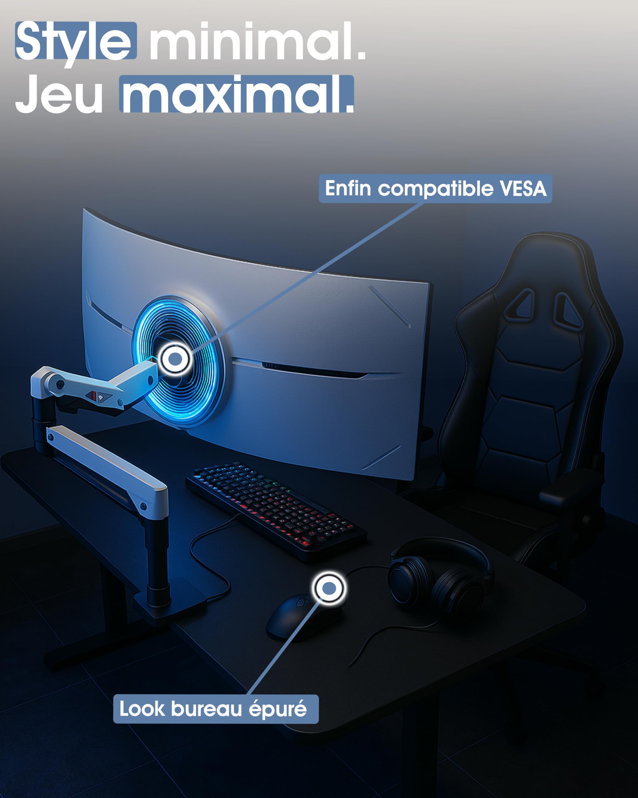 3IDEE Adaptateur VESA Samsung Odyssey G7 G6 CRG9 CHG9 CHG90 Support Moniteur VESA 75x75
