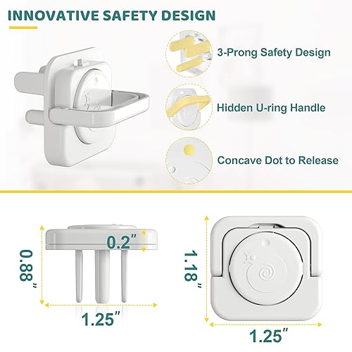 Miniatura 7 de Fundas para enchufes a prueba de bebés (paquete de 45), fundas para enchufes a prueba de bebés con mango oculto para seguridad infantil, fundas para