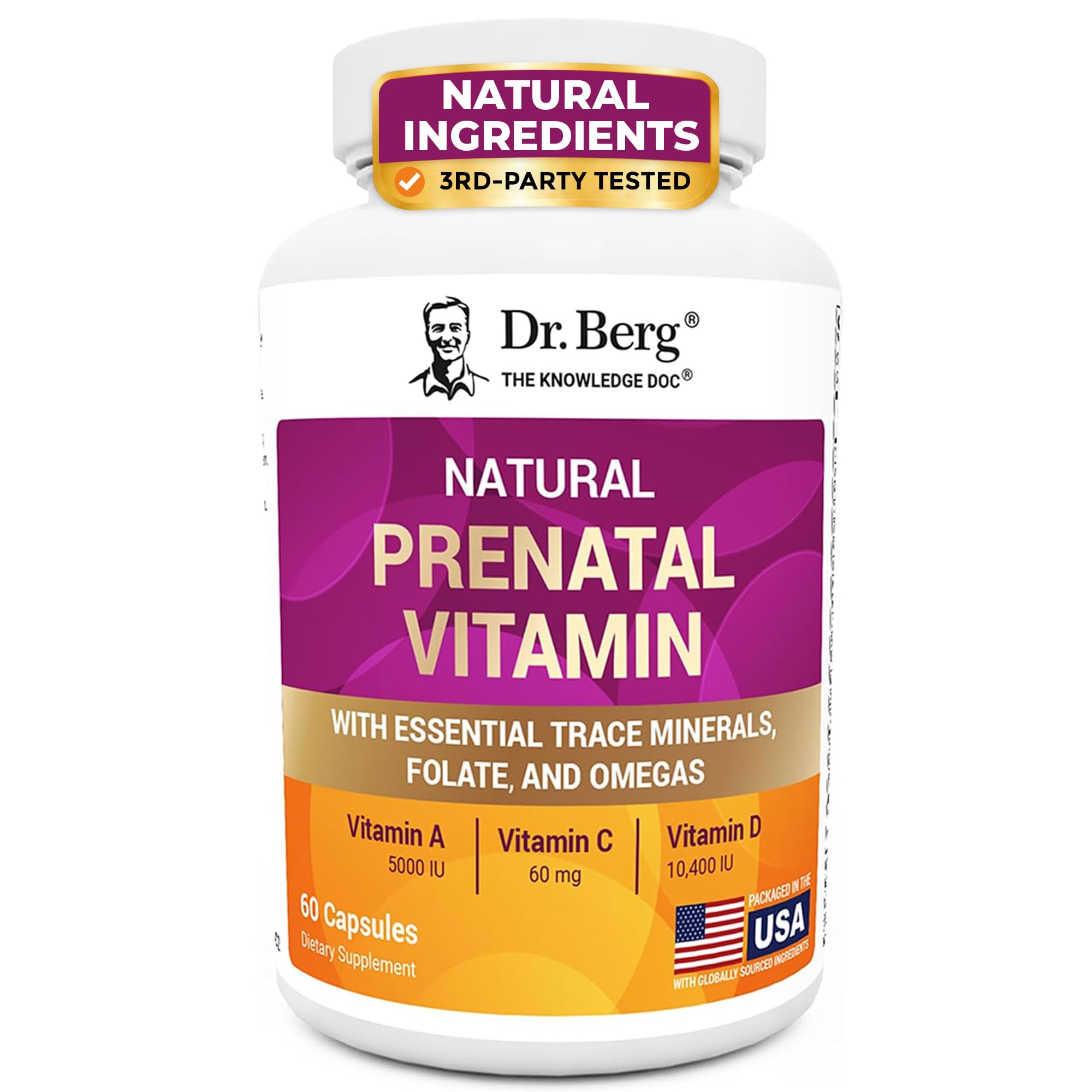 Dr. Berg Natural Prenatal Vitamins for Women (Pregnant & Nursing) - Prenatal Vitamins with Folate, Vitamins, Minerals, Omegas, &11 Powerful Superfoods - Womens Prenatal Multivitamin - 60 Capsules