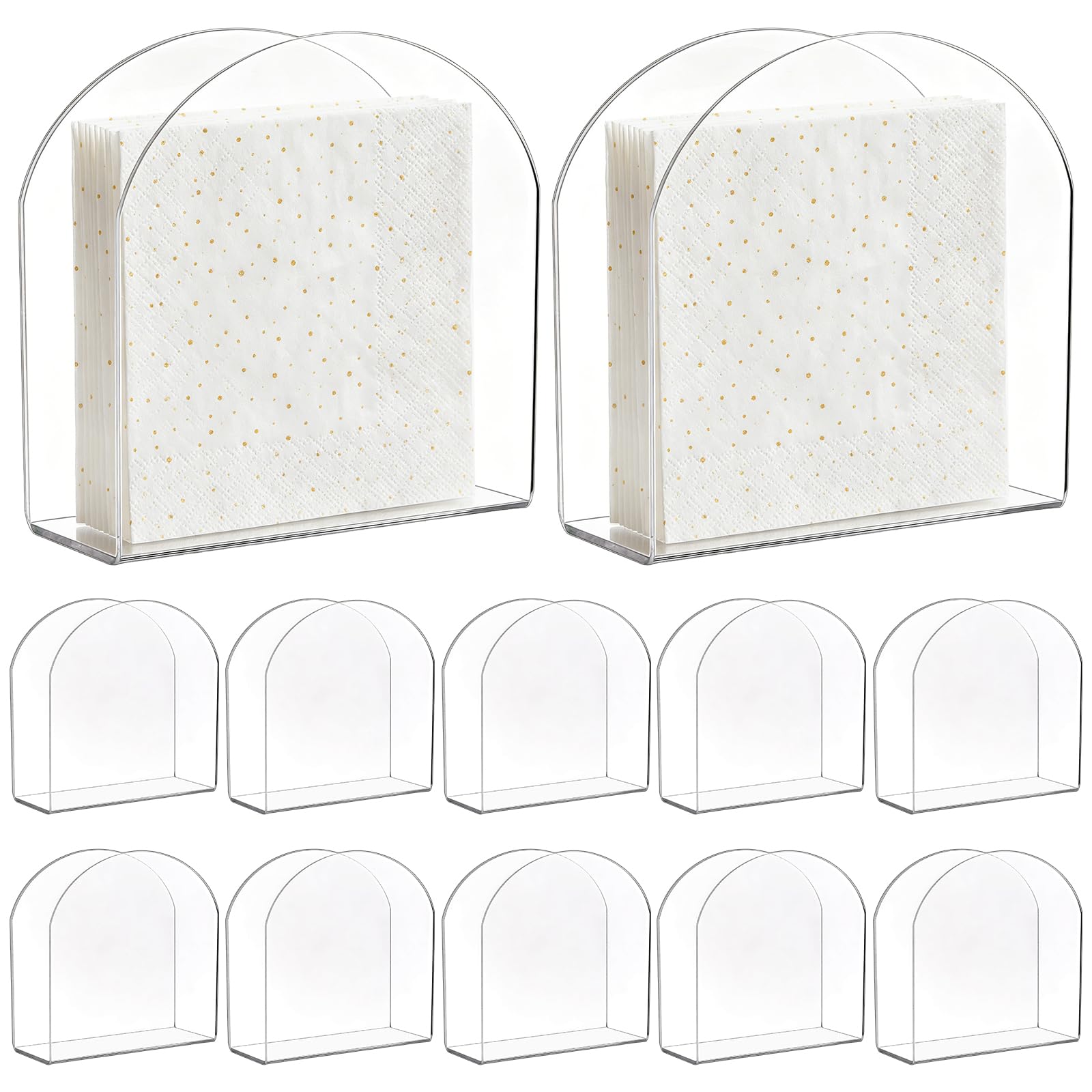 12 servilleteros de acrílico transparente para mesa de baño, toallero de invitados, dispensador de servilletas vertical para cocina y bar, 125 x 125 x 50 mm
