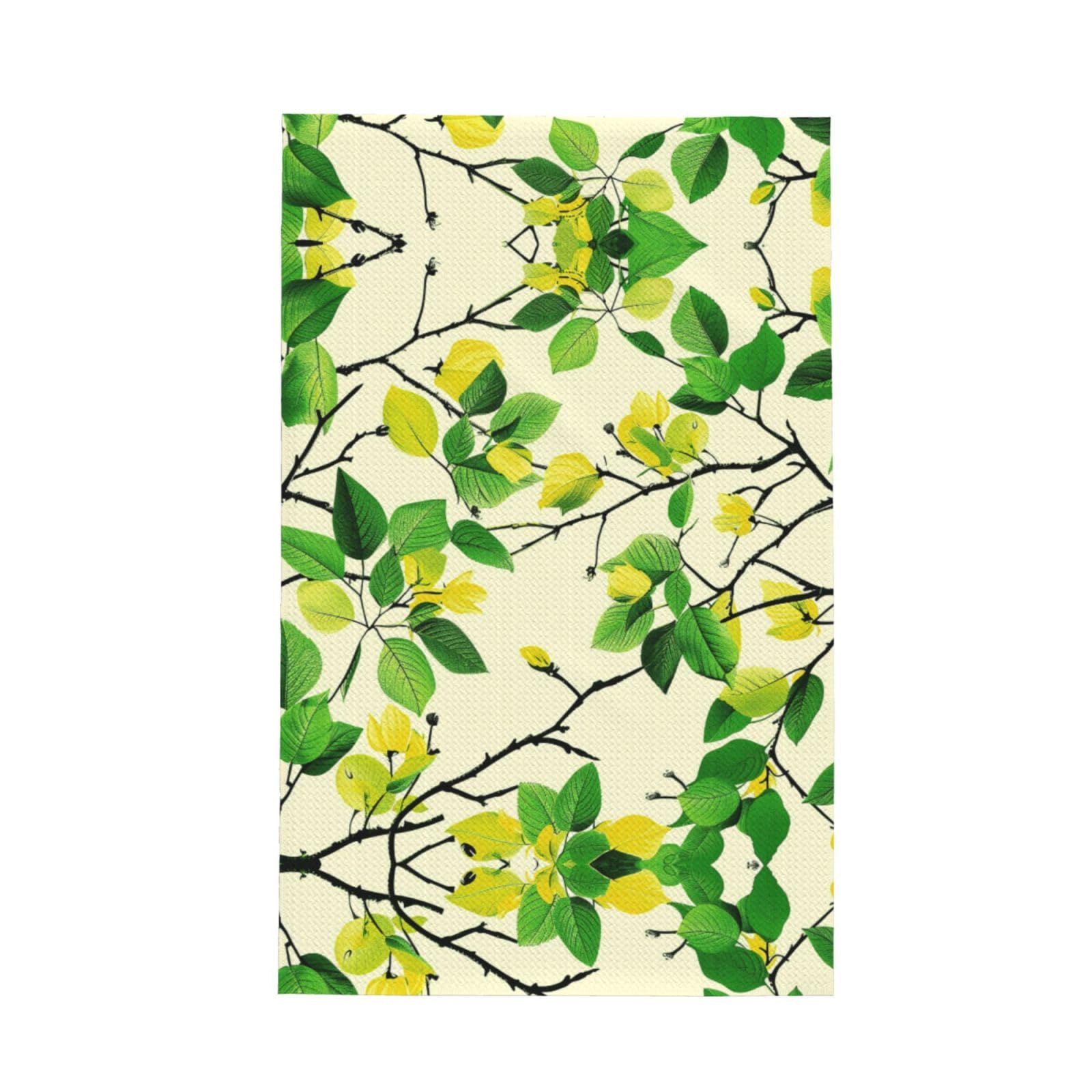 Xxahnbm Black Brisk Yellow Green Bloom Print Waffle Kitchen Towel,Absorbent Hand Towel