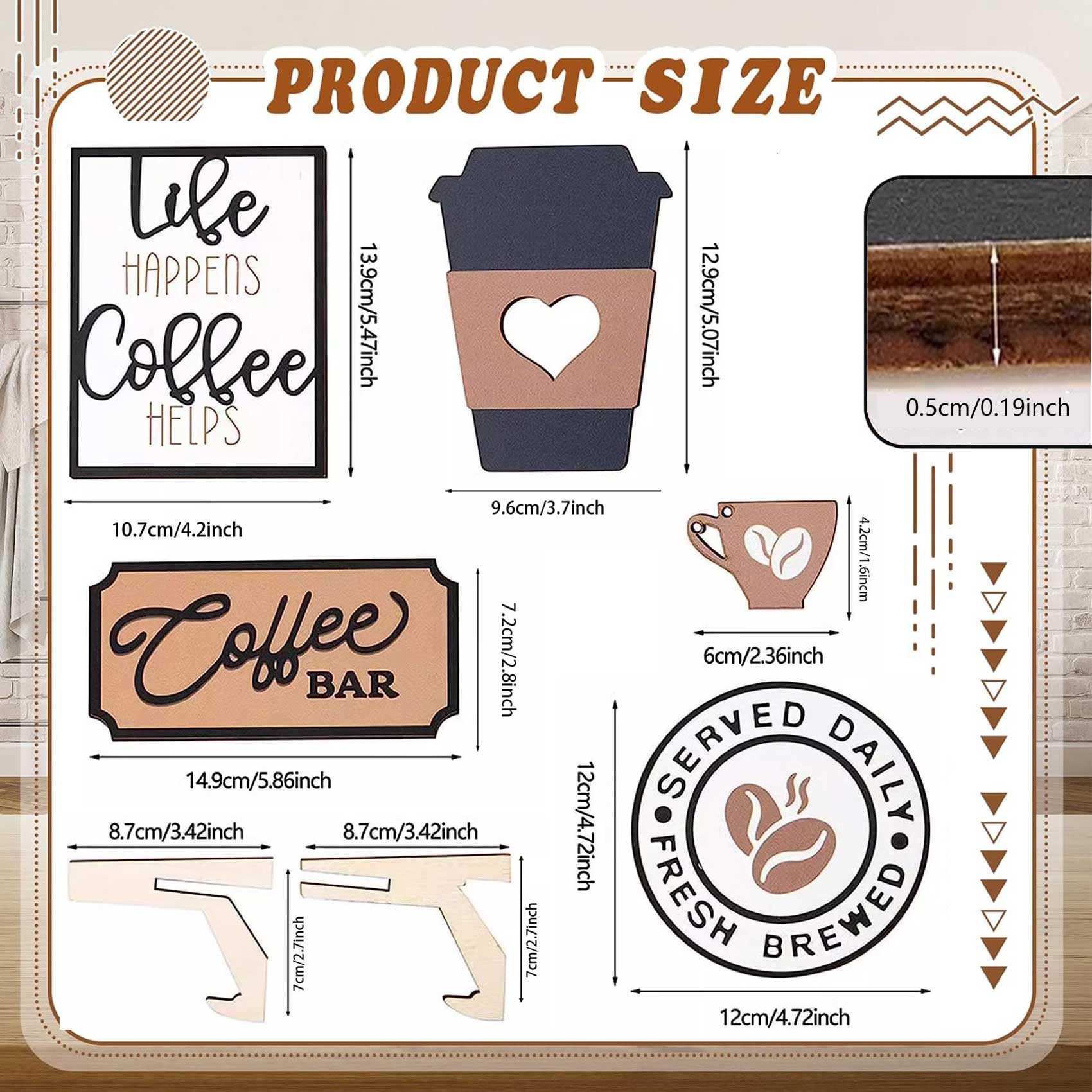 YugFmor13 Pcs coffee tiered tray decor coffee bar sign kitchen table decor home farmhouse cafe Wooden coffee decorations coffee station accessories coffee table decor items small coffee sign
