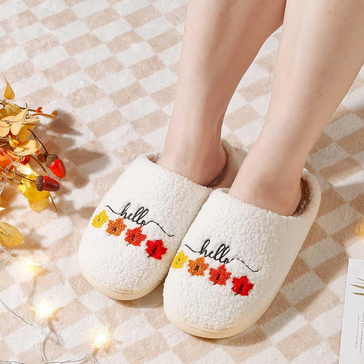 Womens Mens Slippers Memory Foam Plush Fluffy Warm Lined slippers Indoor Outdoor House Winter Slippers image 2