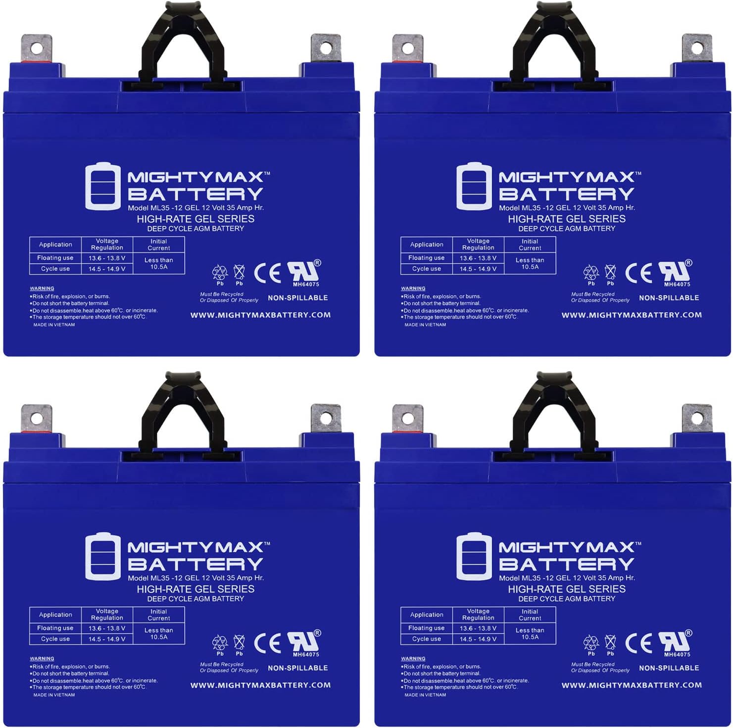 Mighty Max Battery 12V 35AH Gel NB Replacement Battery Compatible with Alpha Technologies EBP 48A - 4 Pack