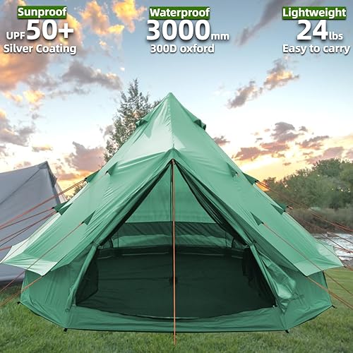 Miniatura 3 de DANCHEL OUTDOOR B1 Yurta portátil con huella, impermeable, 4-6 Persom Family Campana de Campana de Campamento 300D Oxford Nylon UPF50+ Protección