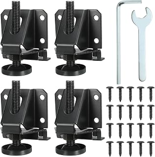 uxcell Adjustable Leg Leveler, 4pcs Leveling Feet Furniture Leveler Leg with Screws, Lock Nuts and Wrench for Large Furniture, Table, Cabinet, Sofa, Workbench (Black)