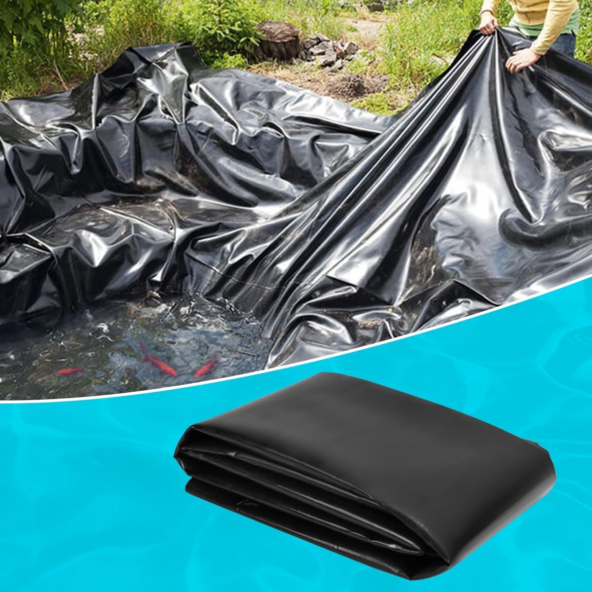 Pond Liner, 20 Mil HDPE Pond Liners for Outdoor Ponds, 10 X 13 Ft Large Size Plastic Pond for Garden Landscape, Aquaculture, Pond, Construction Site