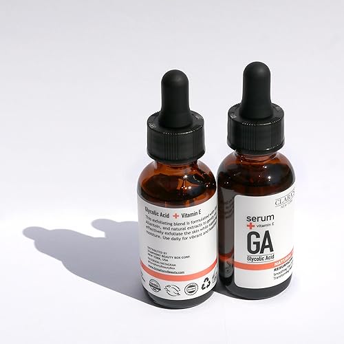 Miniatura 2 de CLARA'S NEW YORK Suero facial de ácido glicólico con vitamina E para exfoliar, suavizar la piel brillante del rostro, fabricado en Estados Unidos,