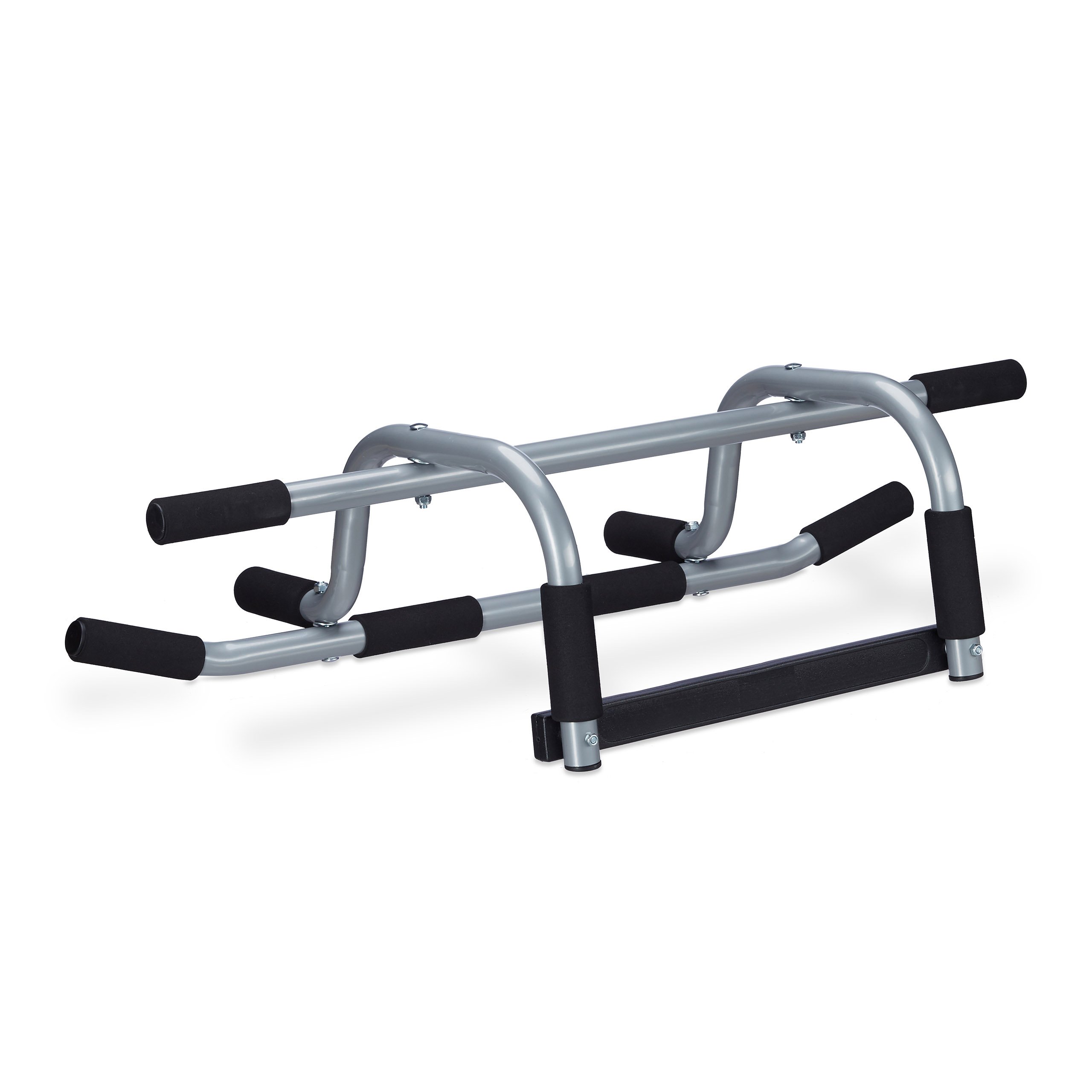 Relaxdays Sbarra Porta, 2 Pezzi, 100 x 92 x 52 cm (a x l x p), Manico Imbottito, Senza Viti, Home Trainer, Argento/Nero