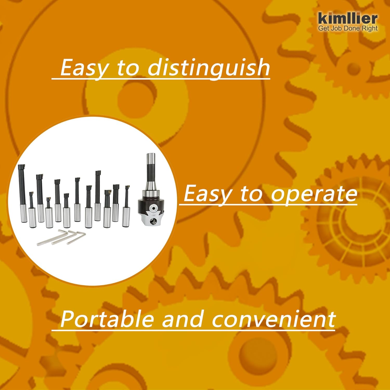 Kimllier 3 Inch Boring Head R8 Shank 12Pcs 3/4 Inch Shank Boring Bar Set Carbide Tipped Bars Lathe Tool